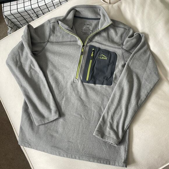 L.L. BEAN Gray Fleece Quarter Zip with Neon Zipper Size Small - Picture 1 of 4